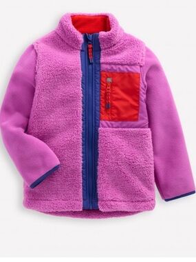 Mini Boden Girl’s Colorblock Windproof Fleece Zip-Up Jacket Size 7-8 NWT
